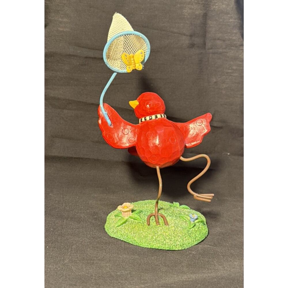 Russ Tweet Along With Me Figurine #11686 Red Bird w/Butterfly Net